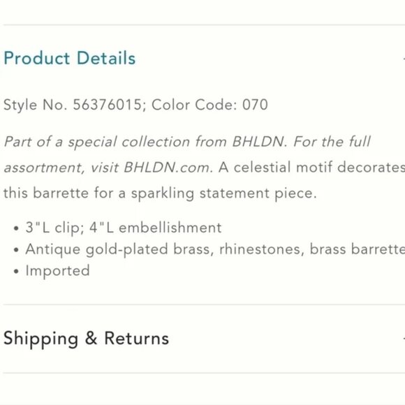 Sagittarius Celestial Barrette from BHLDN